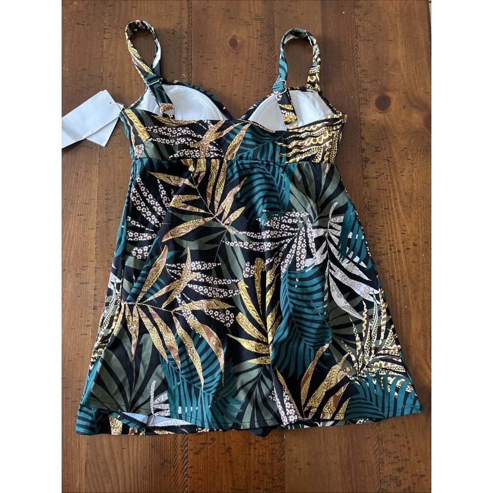 Upstream Ladies One Piece Swimsuit Size 10 NWT Green Floral - Picture 4 of 6